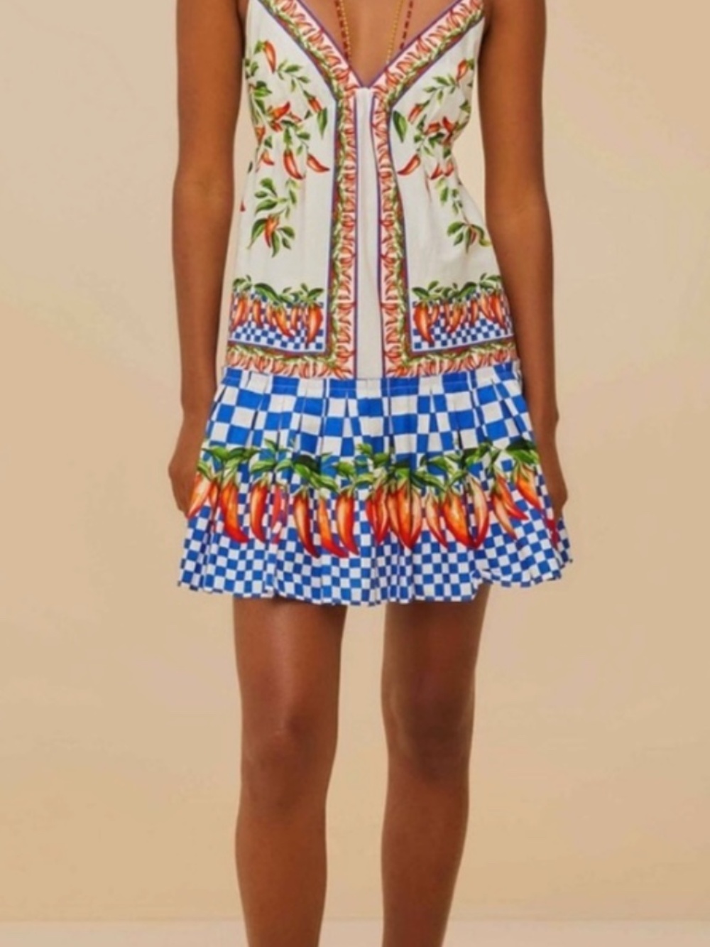 FARM Rio White Picnic Peppers Mini Dress Size Small - Picture 7 of 10